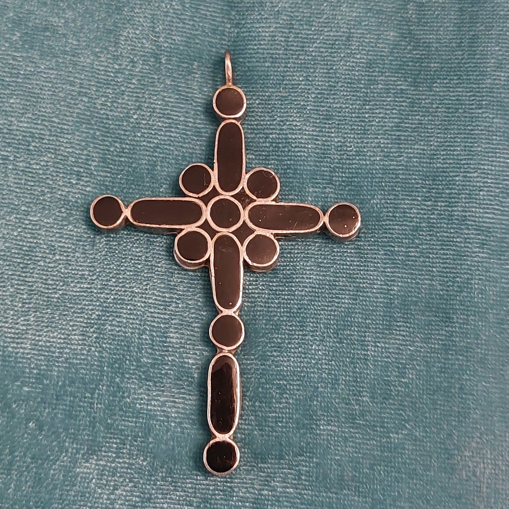 Vintage Black Onyx Cross Pendant